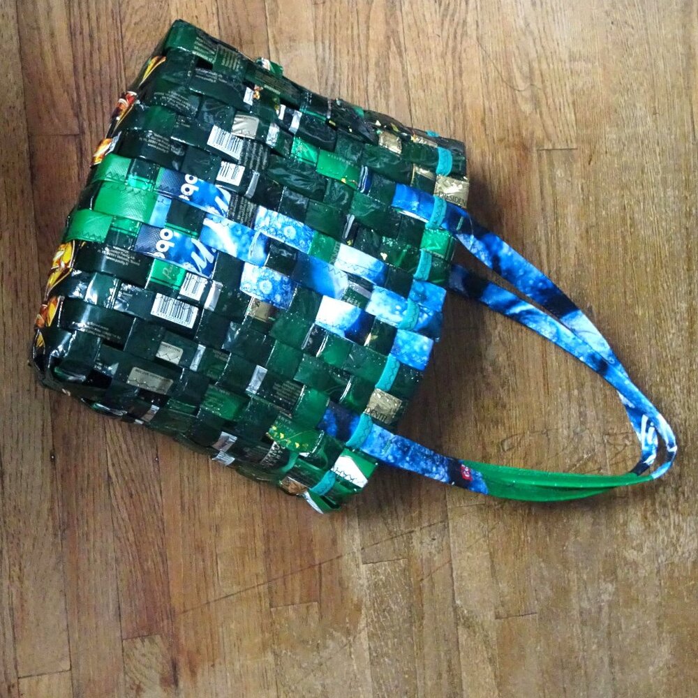 Finnish Paulig Coffee Bag Hand Made Woven Upcycled Tote Bag